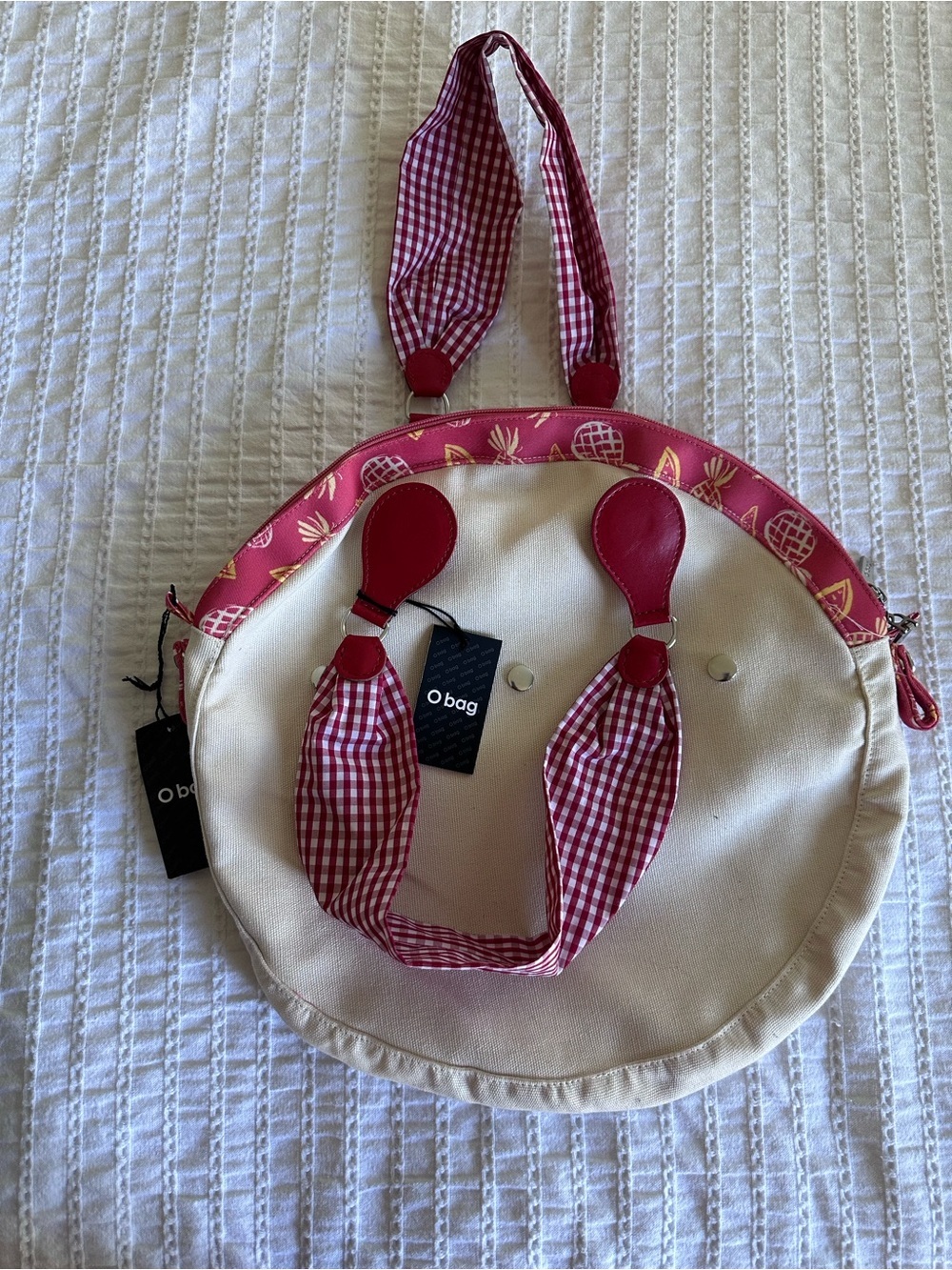 O bag - Pineapple Bag with gingham strap